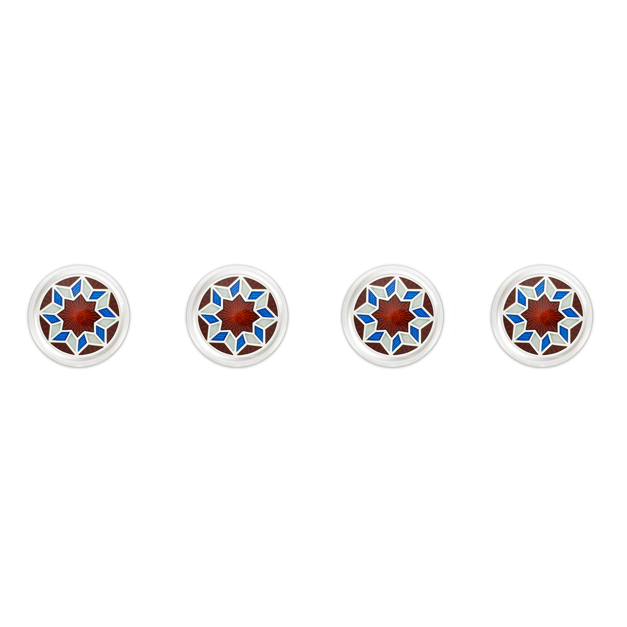 Funky Star Sterling Silver Cloisonn Shirt Studs In Red