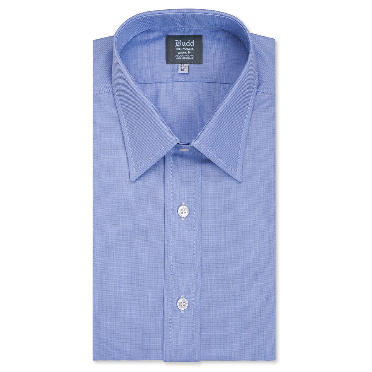 Tailored Fit Plain End On End Double Cuff Shirt In
