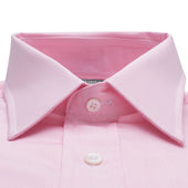 Tailored Fit Plain End On End Double Cuff Shirt In Pink
