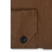 Plain Linen Button Cuff Safari Shirt in Tobacco Brown