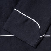 Plain Linen Dressing Gown in Navy