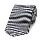 Diced Check Woven Silk Tie In And Blue