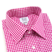 Classic Fit Check Zephyr Button Cuff Shirt In Magenta
