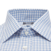Tailored Fit Block Check Cotton And Cashmere Shirt In