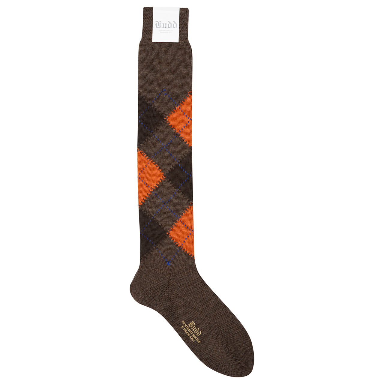 Argyle Wool Long Socks In And Orange