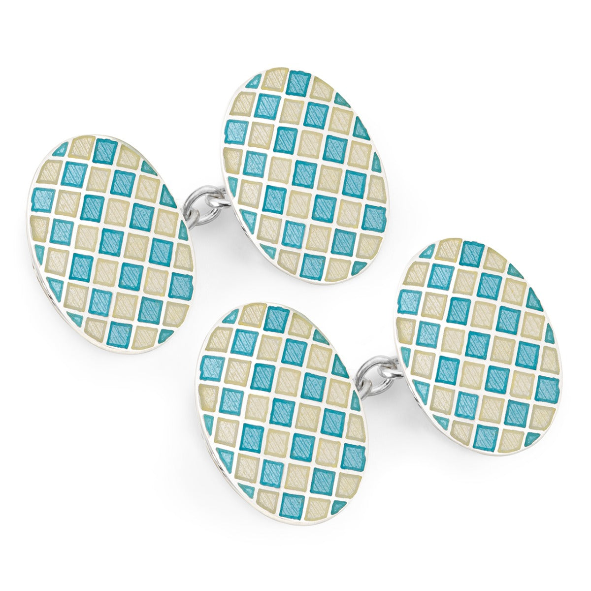 Exclusive Diced Check Cloisonne Chain Cufflinks In