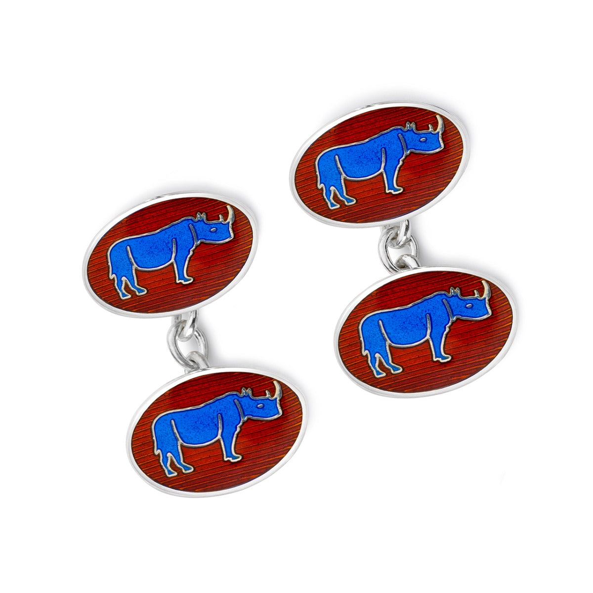 Exclusive Rhino Cloisonne Chain Cufflinks In