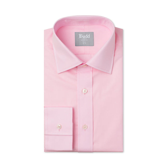 Tailored Fit Plain Poplin Button Cuff in Pink