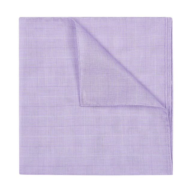 Prince de Galles Check Batiste Cotton Pocket Square in Lilac