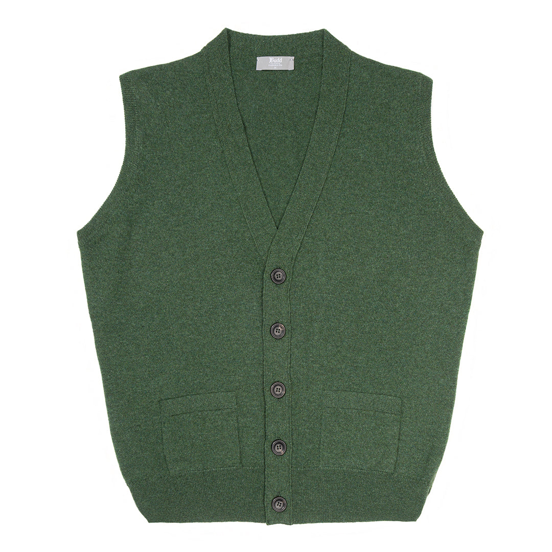 Wilton Scottish Cashmere Sleeveless Cardigan In Serpentine