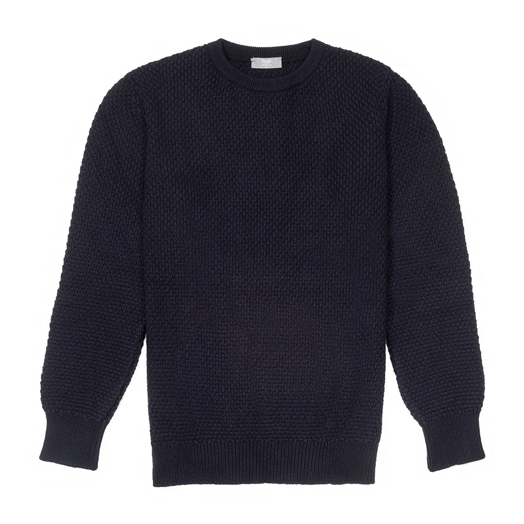 Plain Cashmere Seed Stitch Crew Neck Jumper In
