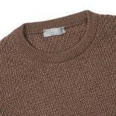 Plain Cashmere Seed Stitch Crew Neck Jumper In Mocha