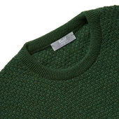 Plain Cashmere Seed Stitch Crew Neck Jumper In Serpentine