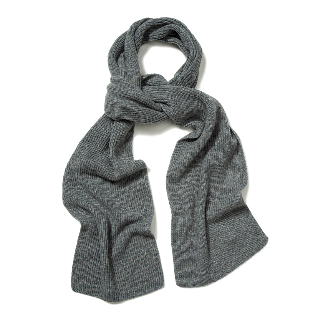Cashmere Ribbed Scarf In Flannel