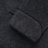 Cashmere and Wool Fleece Dressing Gown in Charcoal and Navy