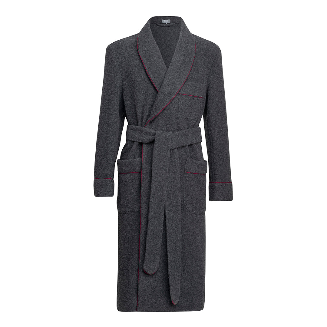 Cashmere And Wool Fleece Dressing Gown In And Wine