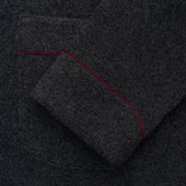 Cashmere and Wool Fleece Dressing Gown in Charcoal and Wine