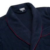 Cashmere and Wool Fleece Dressing Gown in Navy and Wine
