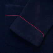 Cashmere and Wool Fleece Dressing Gown in Navy and Wine