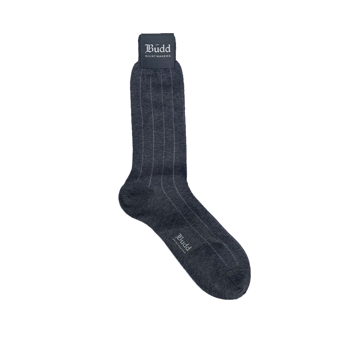 Vertical Stripe Cotton Short Socks In Grey
