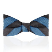 Broad Stripe Jacquard Silk Thistle Bow Tie In And Grey