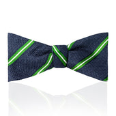 Multi Stripe Tussah Silk Thistle Bow Tie In Green And White