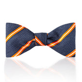 Multi Stripe Tussah Silk Thistle Bow Tie In And White