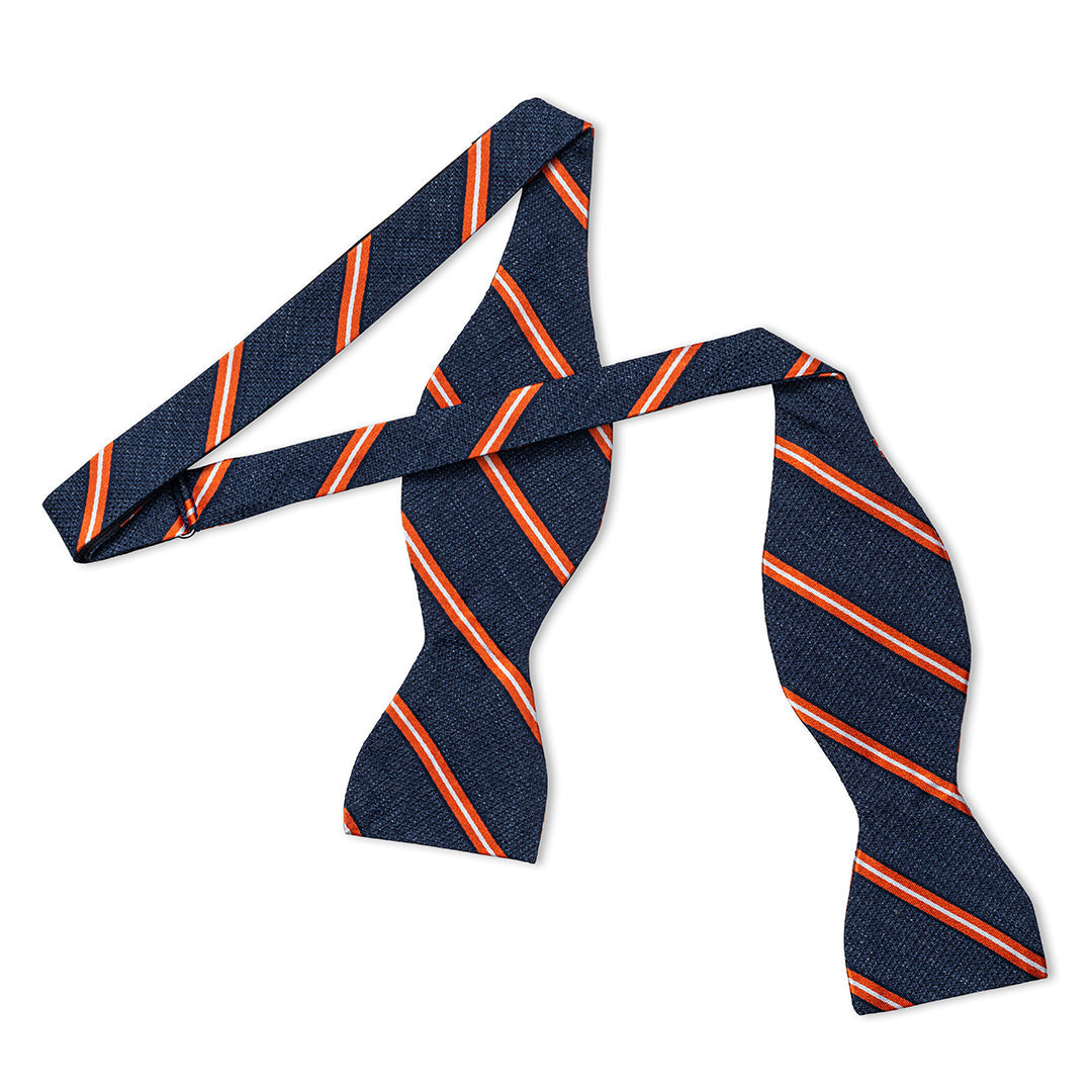 Multi Stripe Tussah Silk Thistle Bow Tie In And White