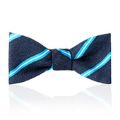 Multi Stripe Tussah Silk Thistle Bow Tie In And White