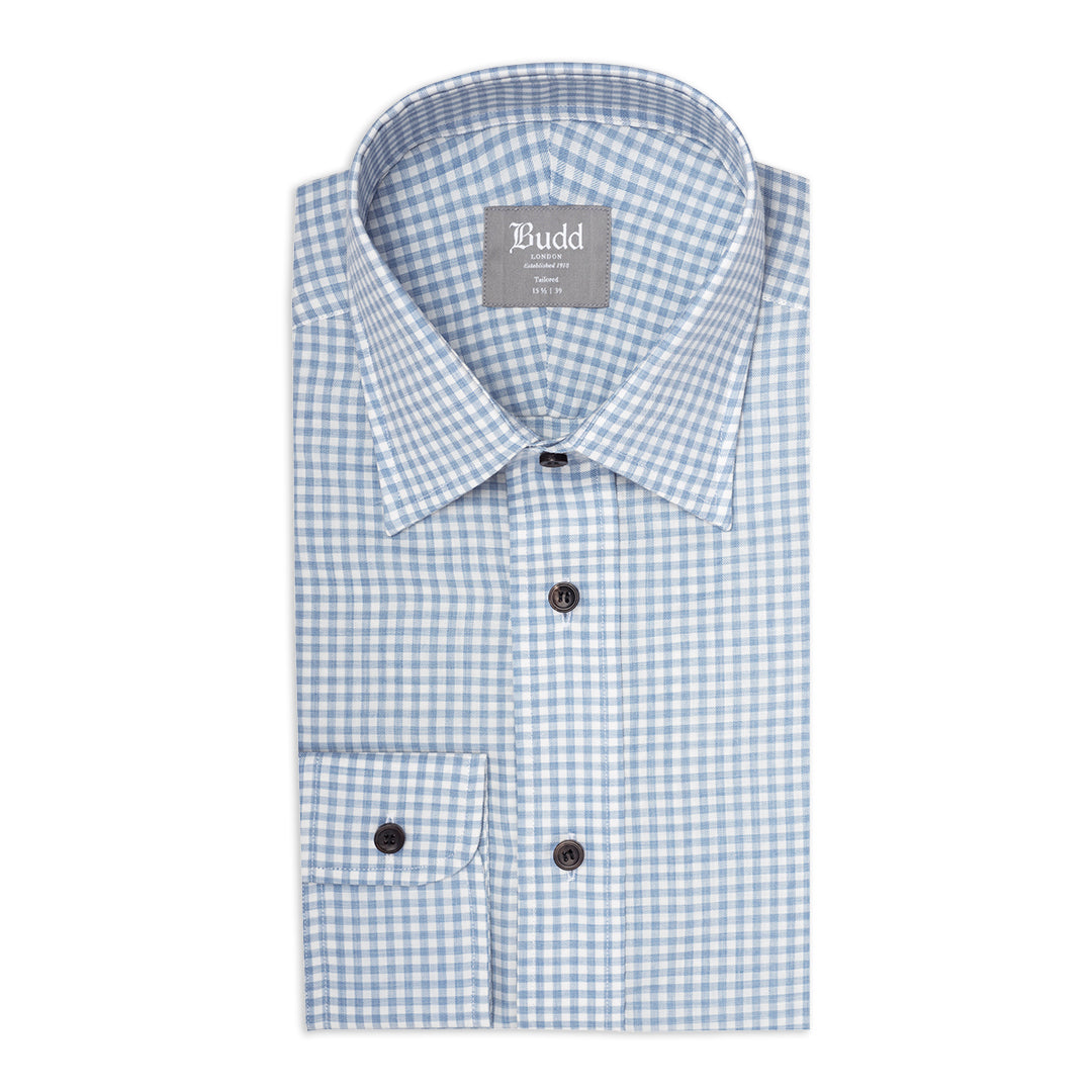 Tailored Fit Small Gingham Brushed Cotton Button Cuff Shirt In