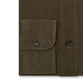 Tailored Fit Plain Fine Corduroy Button Cuff Shirt In
