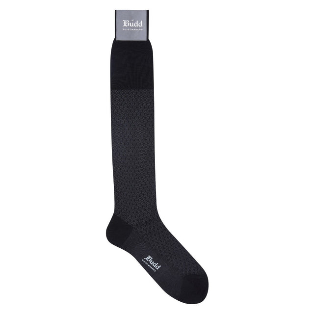 Diamond Cotton Long Socks in Slate and Grey