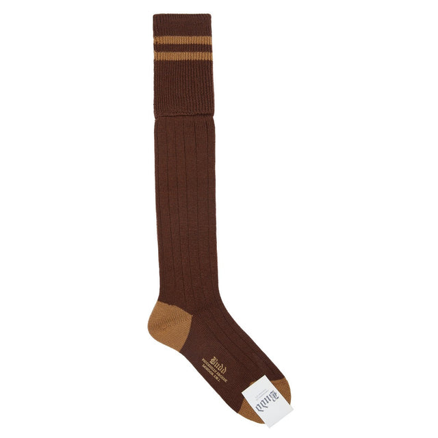 Striped Wool with Long Cuff Socks in Brown