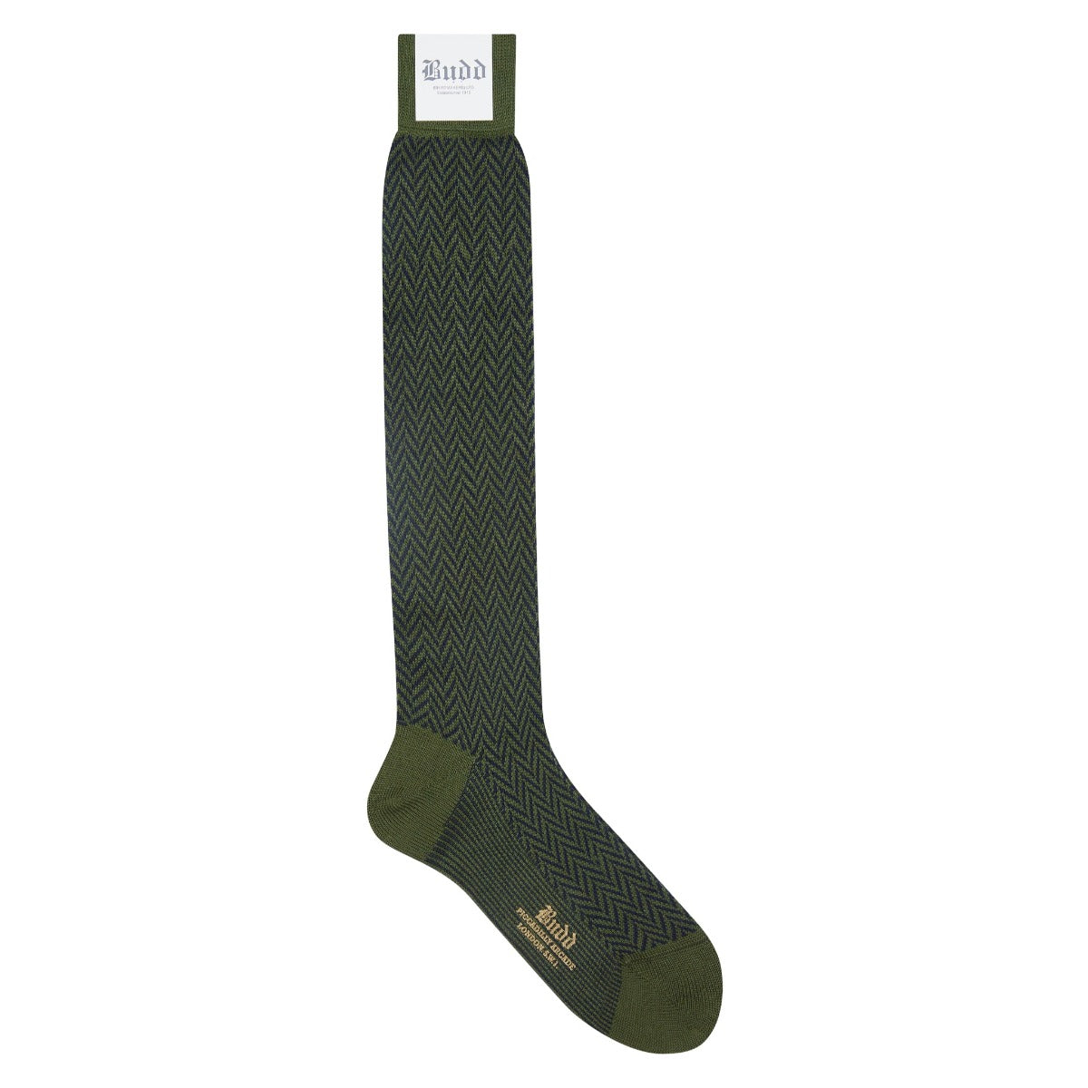 Chevrons Cotton Cashmere Long Socks In Green And Blue