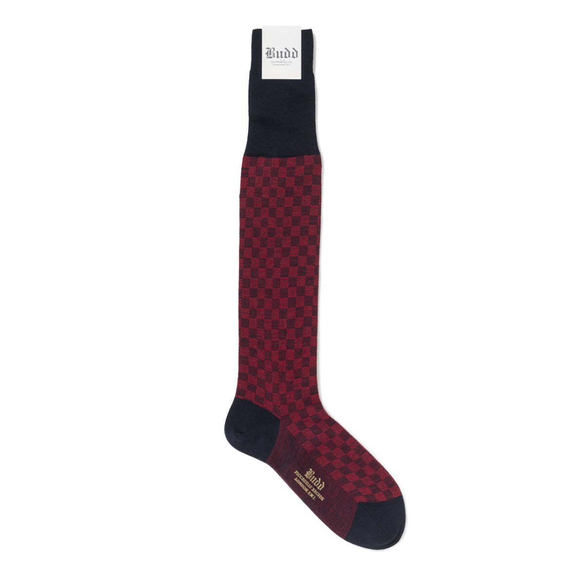 Large Small Squares Cotton Cashmere Long Socks In And Red