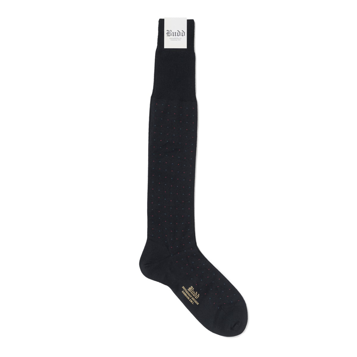 Spotted Lambswool Long Socks In Blue And Red