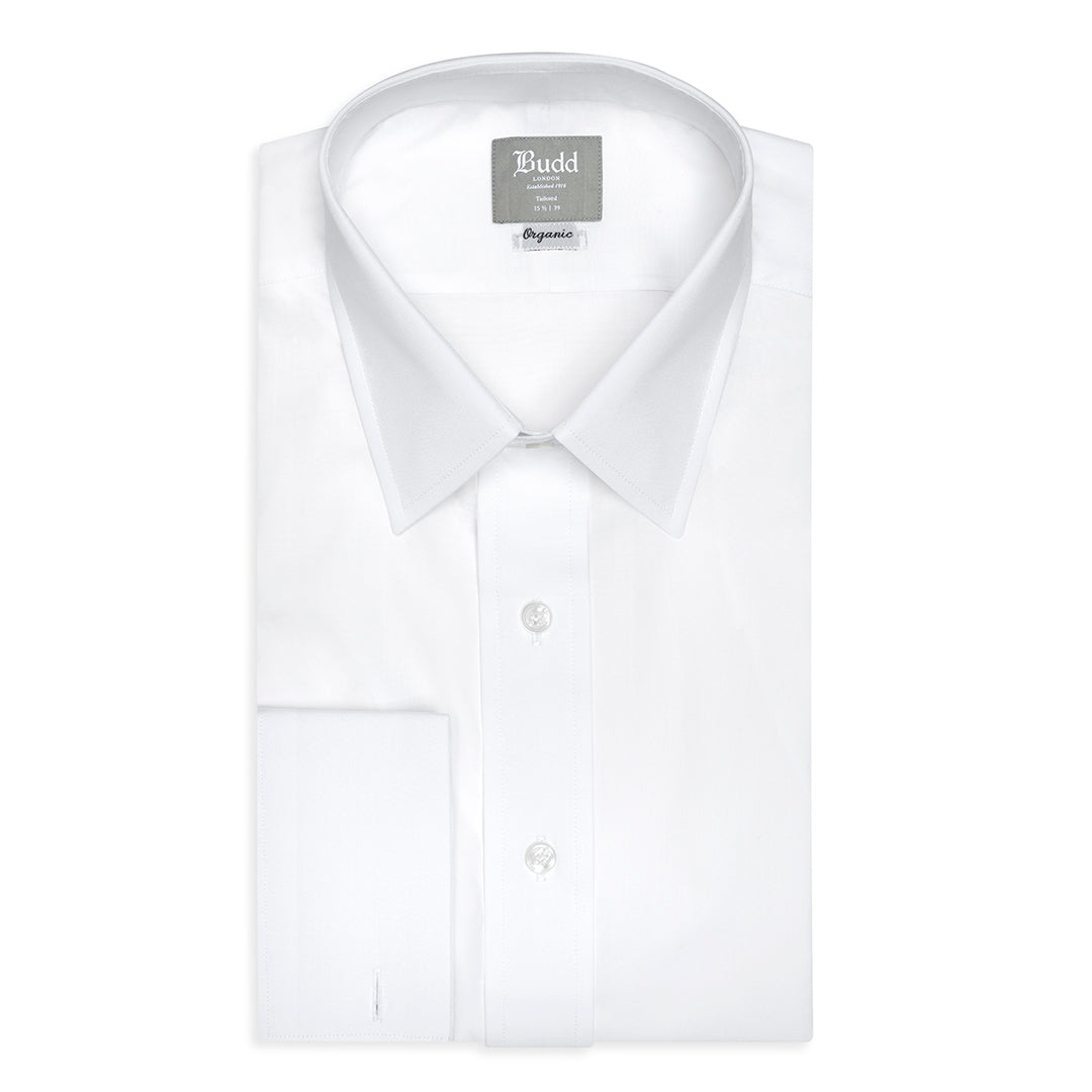Tailored Fit Swiss Organic Poplin Double Cuff Shirt In