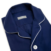 Plain Poplin Pyjama Shirt in Navy