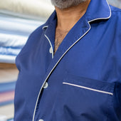 Plain Poplin Pyjama Shirt in Navy