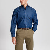 Classic Fit Plain Denim Button Cuff Shirt In Dark Blue
