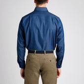 Classic Fit Plain Denim Button Cuff Shirt In Dark Blue