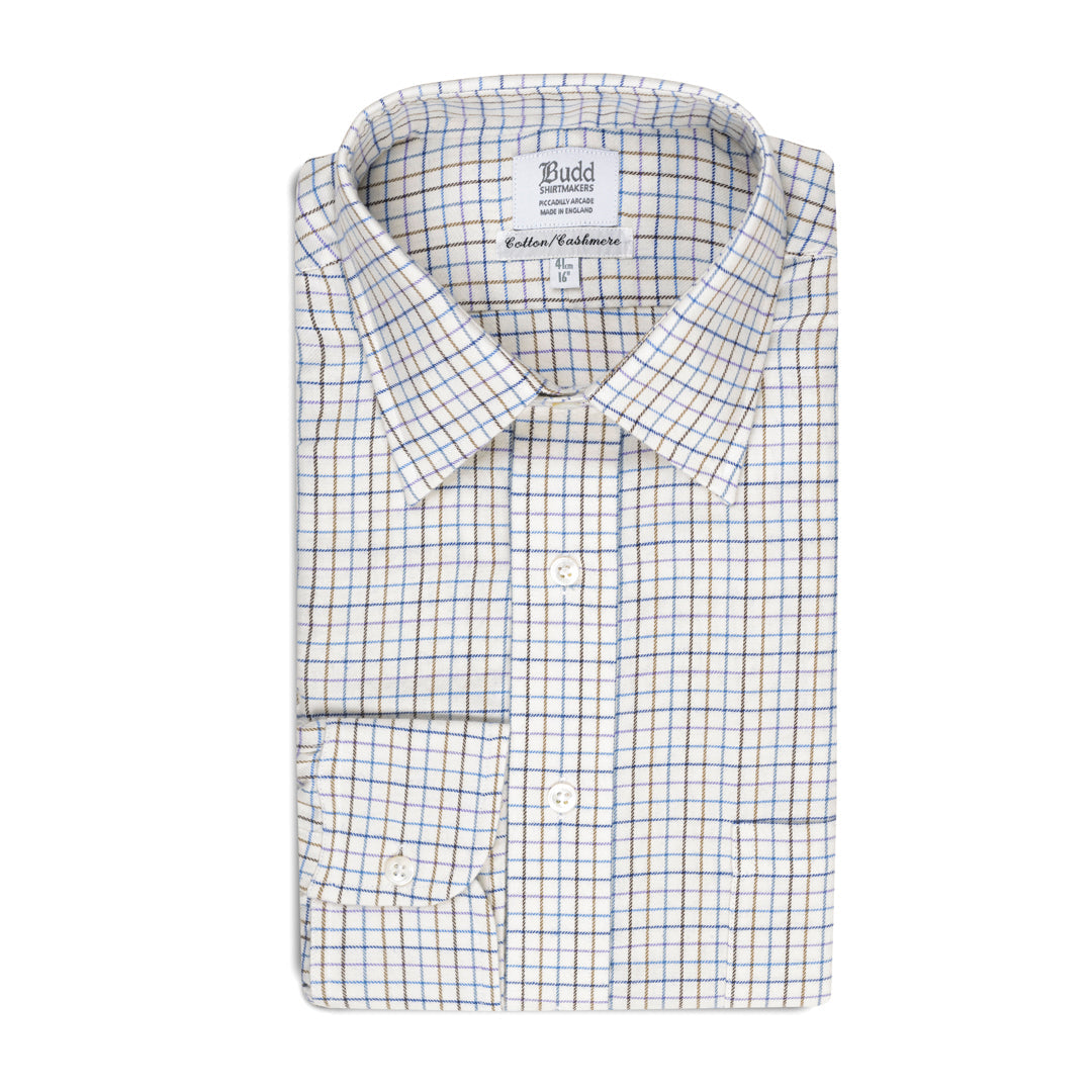 Classic Fit Petworth Check Cashmere And Cotton Shirt In
