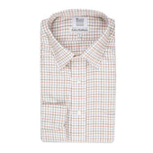 Classic Fit Petworth Check Cashmere and Cotton Shirt in Red