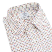 Classic Fit Petworth Check Cashmere And Cotton Shirt In Red