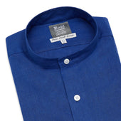 Tailored Fit Grandad Collar Linen Shirt In Budd