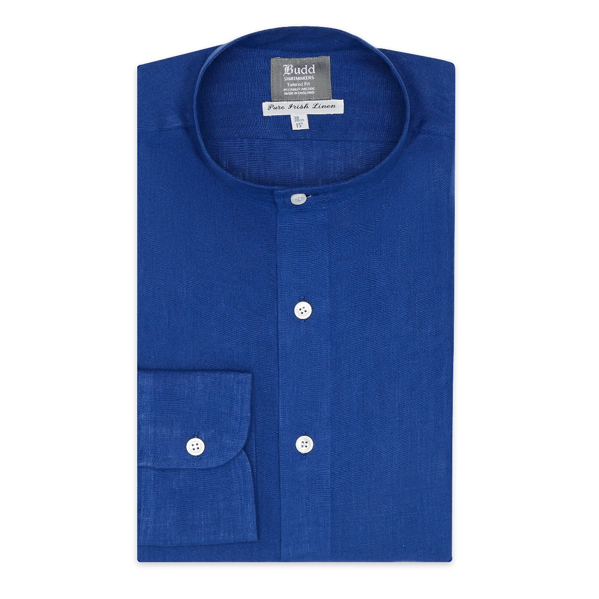 Tailored Fit Grandad Collar Linen Shirt In Budd