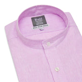 Tailored Fit Grandad Collar Linen Shirt In