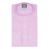 Tailored Fit Grandad Collar Linen Shirt in Mauve