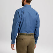 Tailored Fit Plain Brushed Cotton Button Cuff Shirt In Petrol