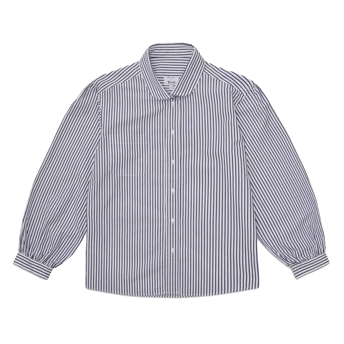 Penny Long Sleeve Wide Stripe Cotton Blouse In